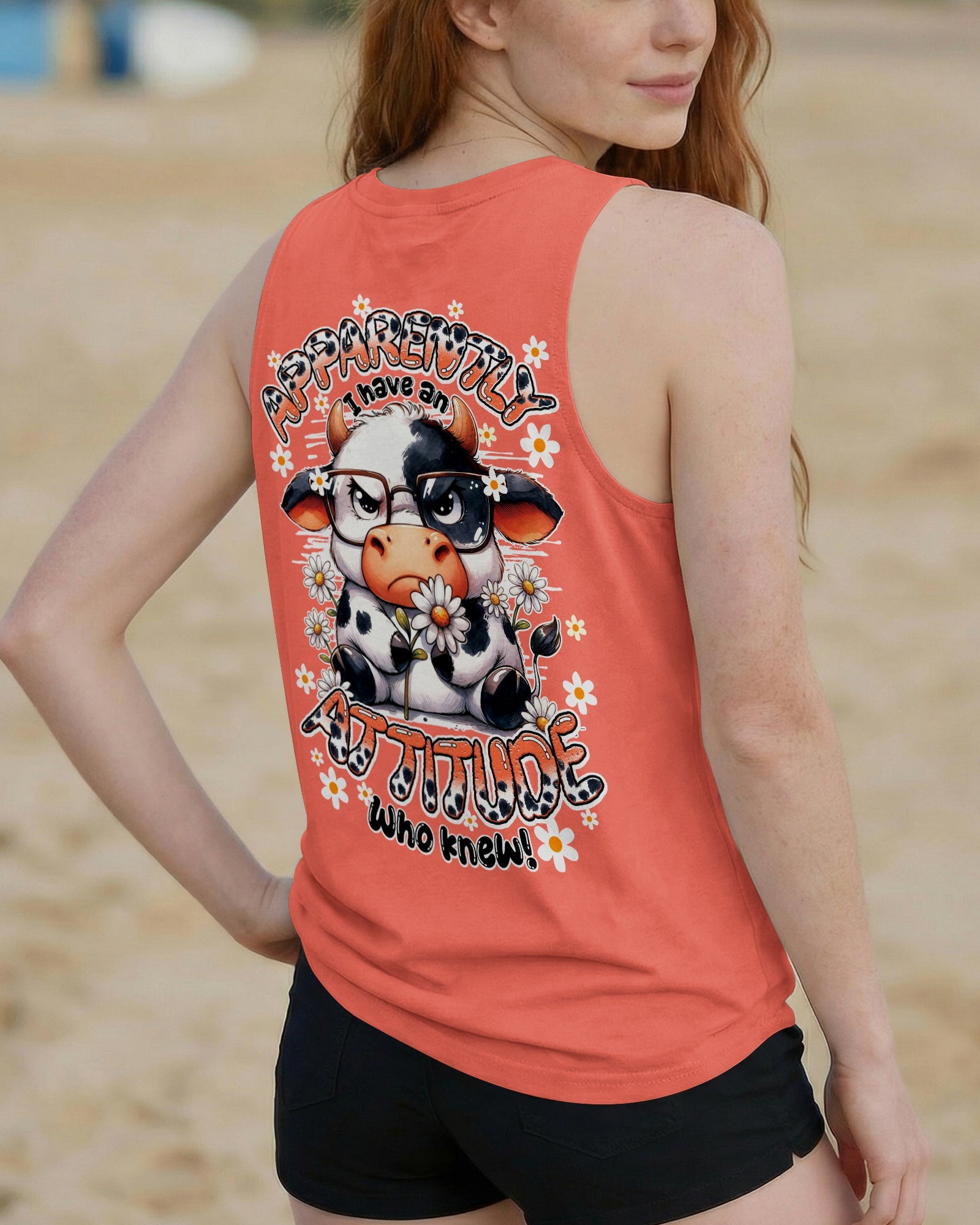 APPARENTLY I HAVE AN ATTITUDE WHO KNEW COW ALL OVER PRINT - TY0206261