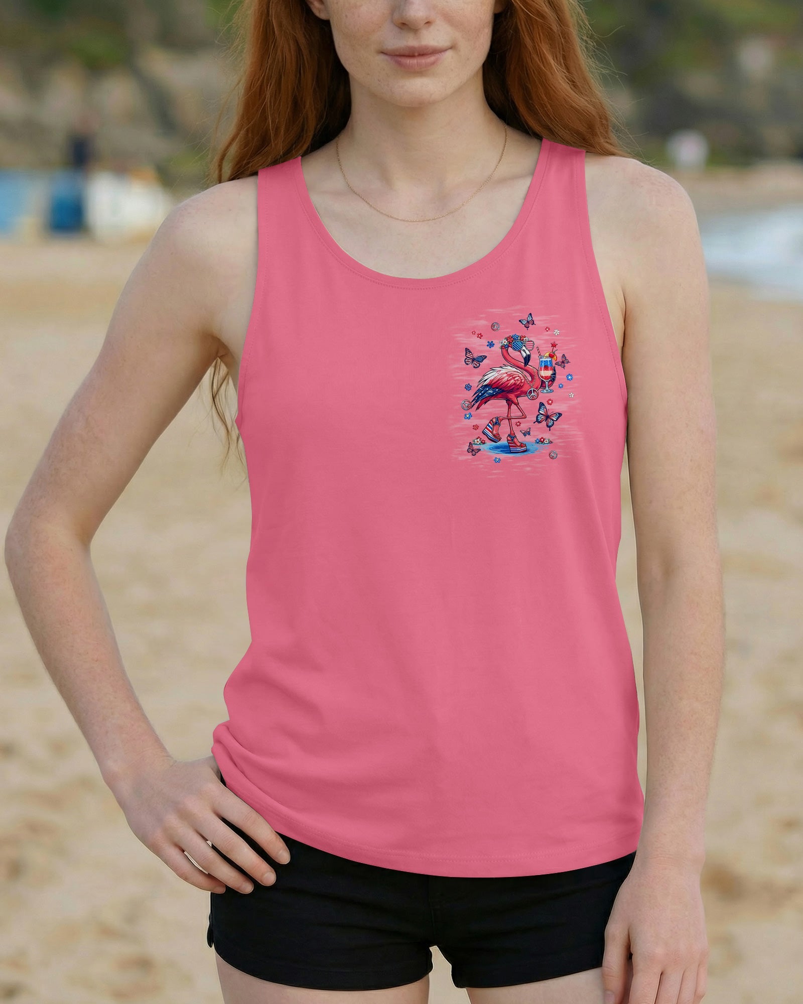 PRETTY IN PINK FLAMINGO STARS AND STRIPES ALL OVER PRINT - TLNT0104262