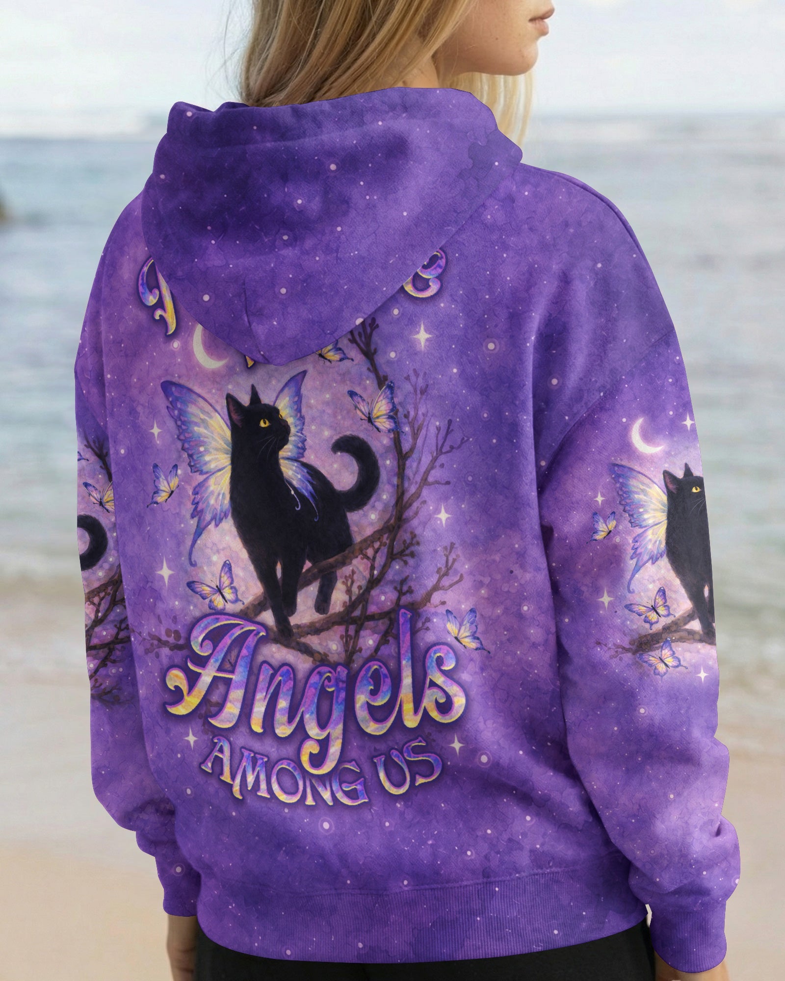 I BELIEVE THERE ARE ANGELS AMONG US BLACK CAT ALL OVER PRINT - TLNO1205261
