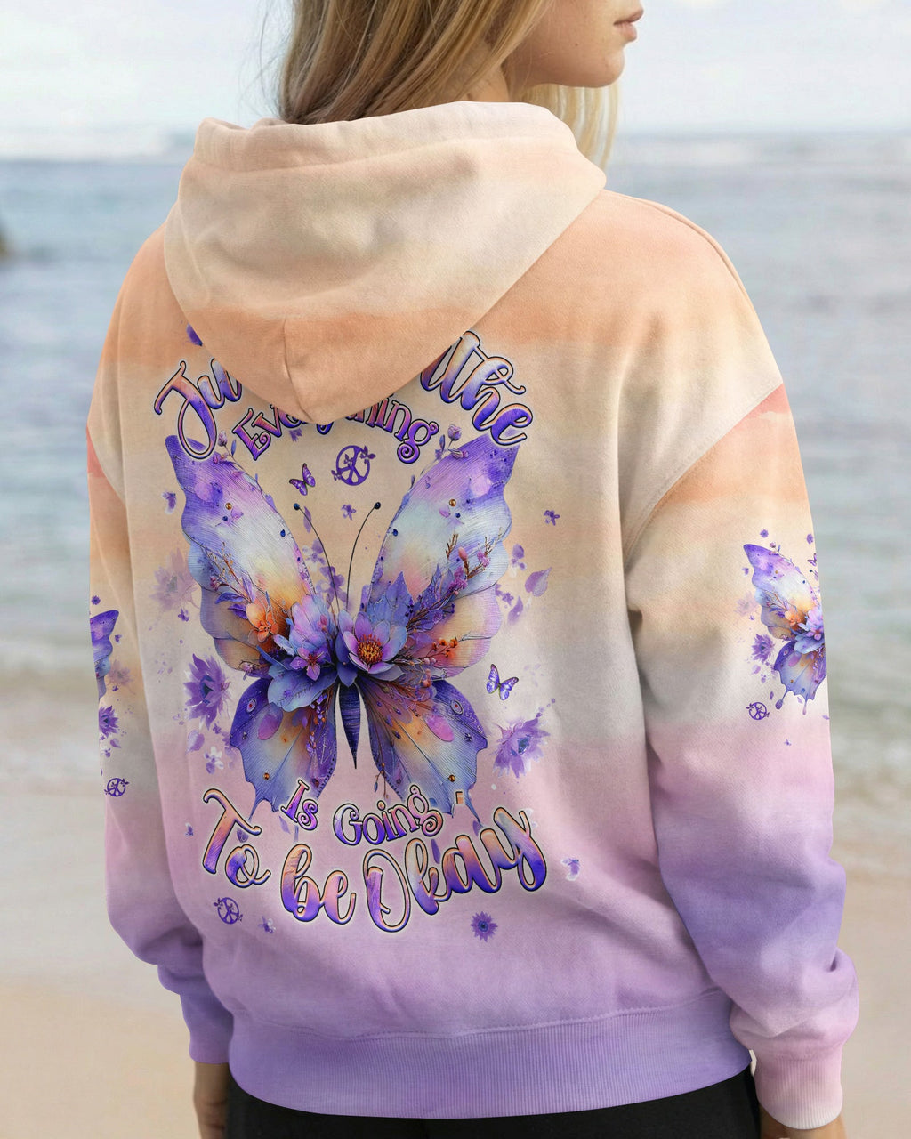 JUST BREATHE BUTTERFLY FLORAL  ALL OVER PRINT - TLHG0204261