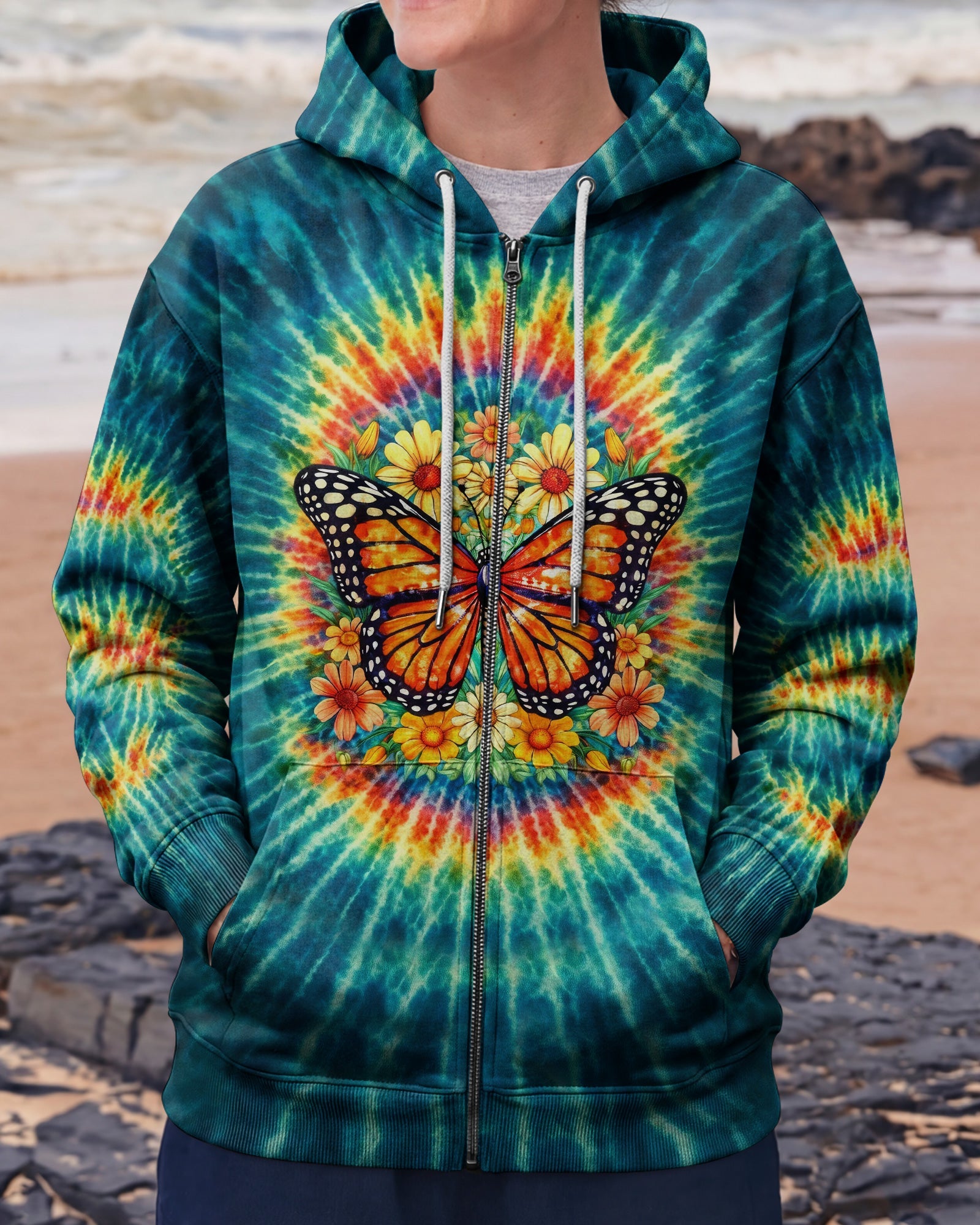 JUST BREATHE BUTTERFLY FLORAL SWIRL ALL OVER PRINT - TLHG0704262