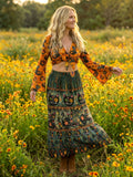 BLACK CAT BOHO WOMEN'S CROP TOP & MAXI SKIRT - TLNO3103261