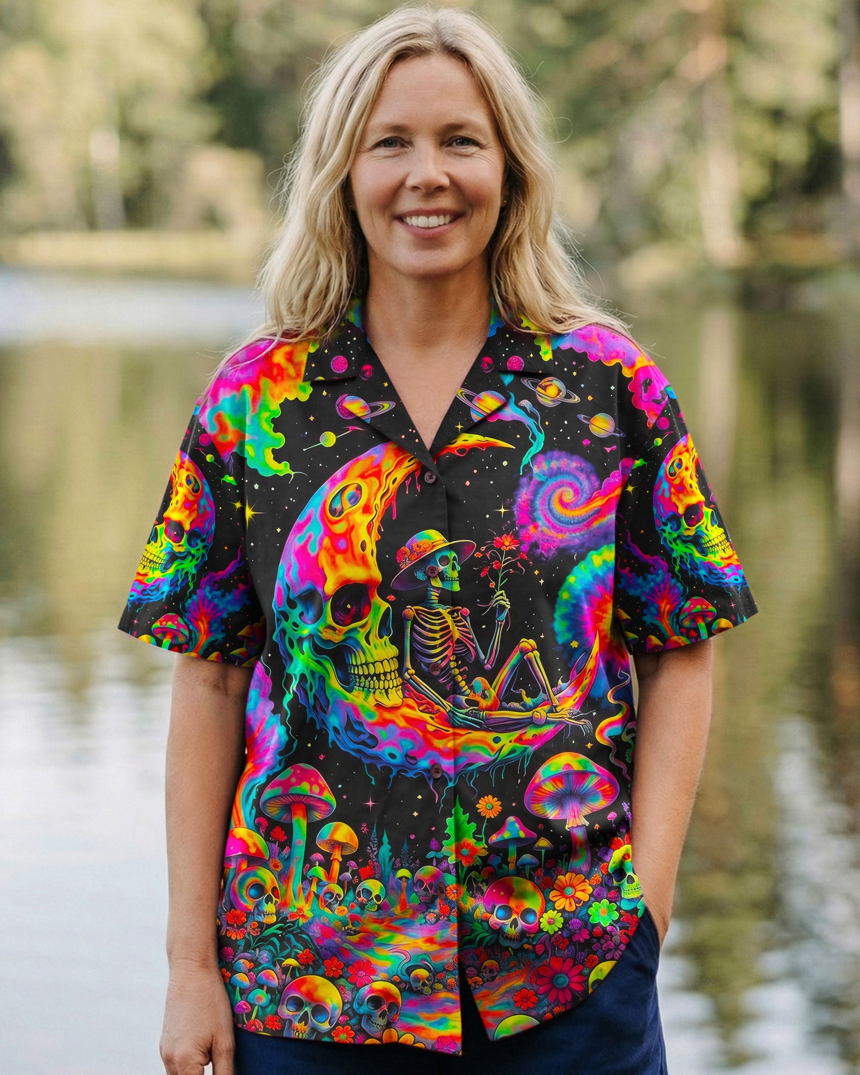 HIPPIE SKULL PSYCHEDELIC  CAMP SHIRT - TLNO0704261