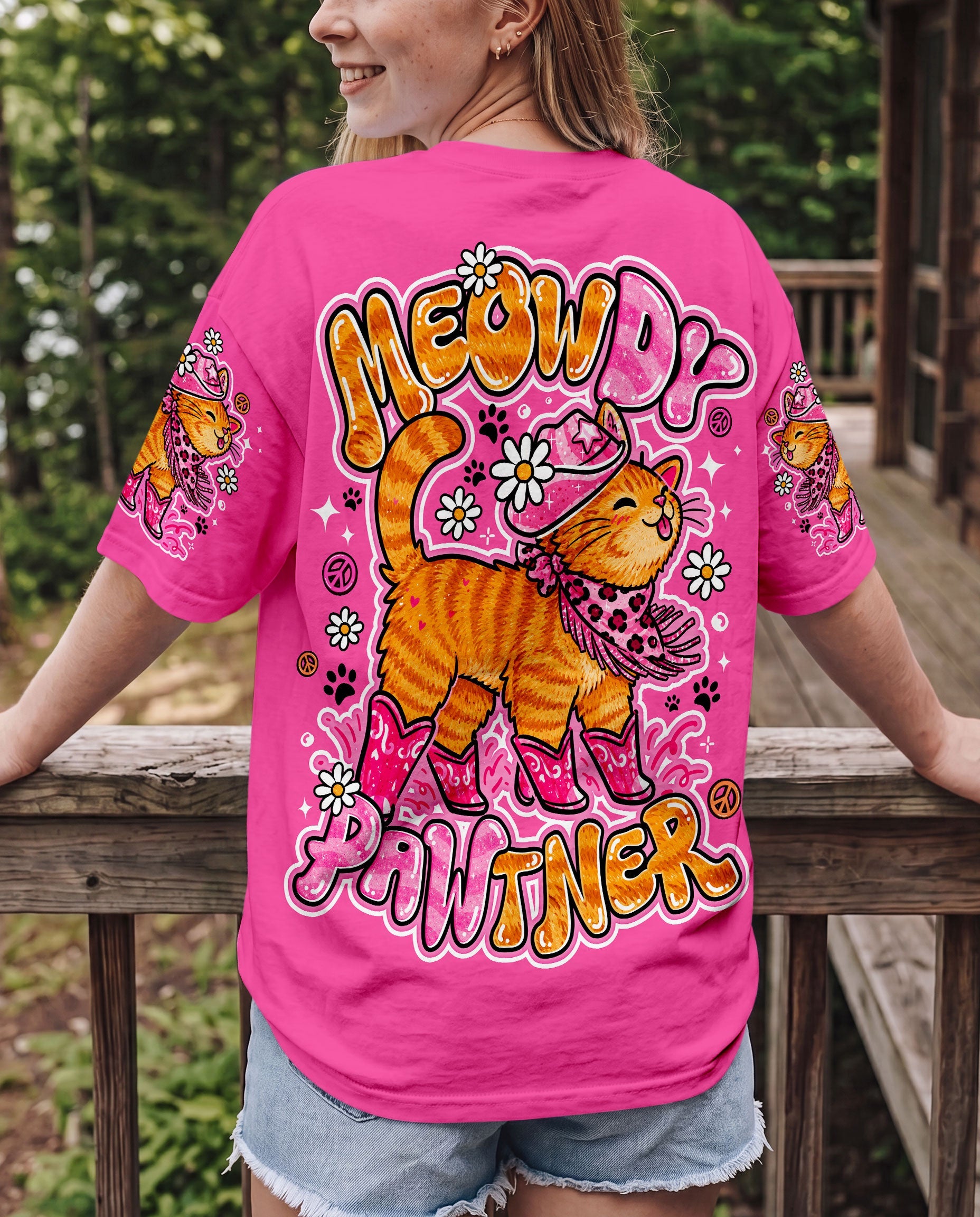 MEOWDY PAWTNER ORANGE TABBY CAT ALL OVER PRINT - TLNO0907262