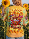 PEACE LOVE AND MEOW CATS ALL OVER PRINT - TLNO1307261
