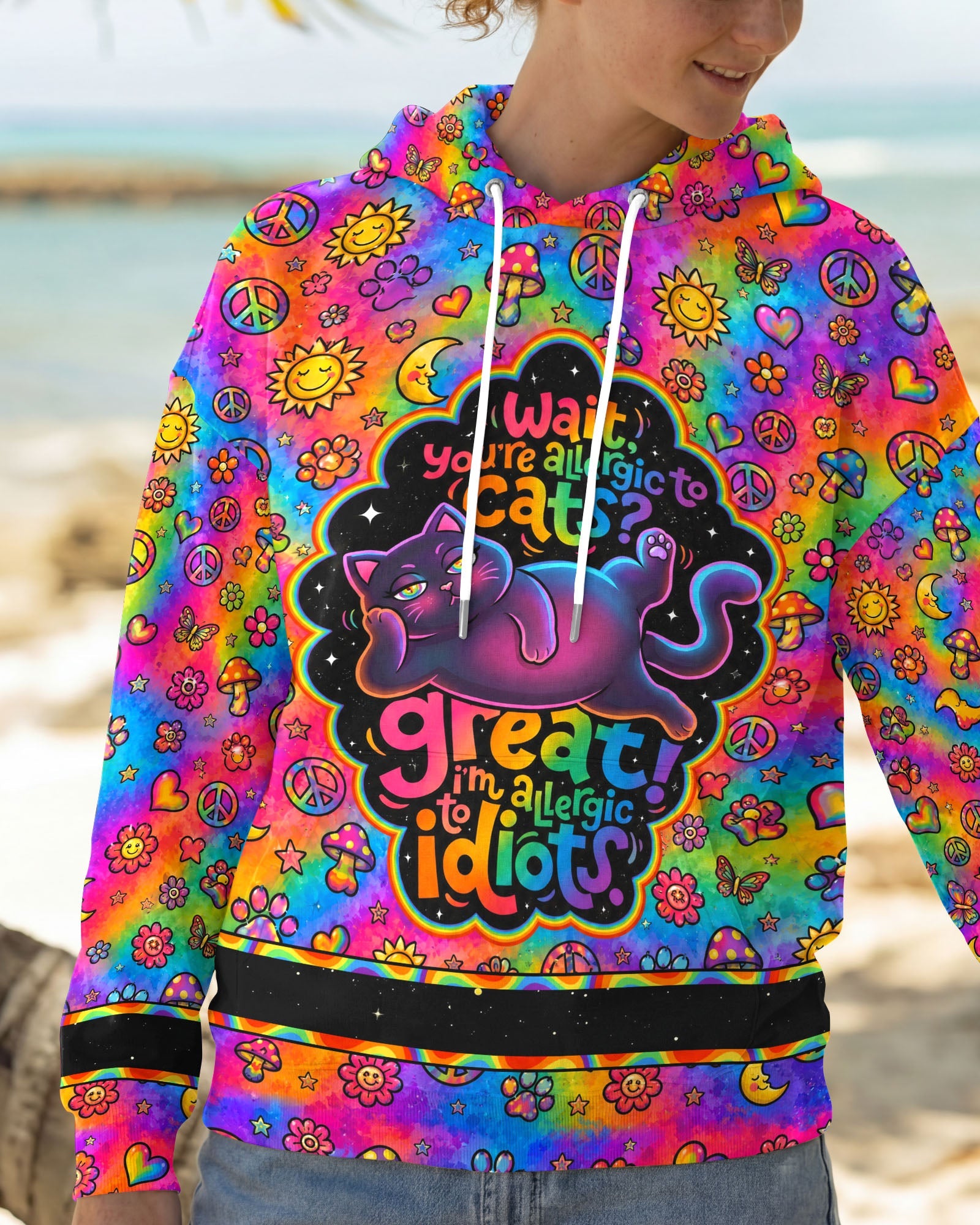 ALLERGIC TO IDIOTS CAT PSYCHEDELIC ALL OVER PRINT - KMTM1206261