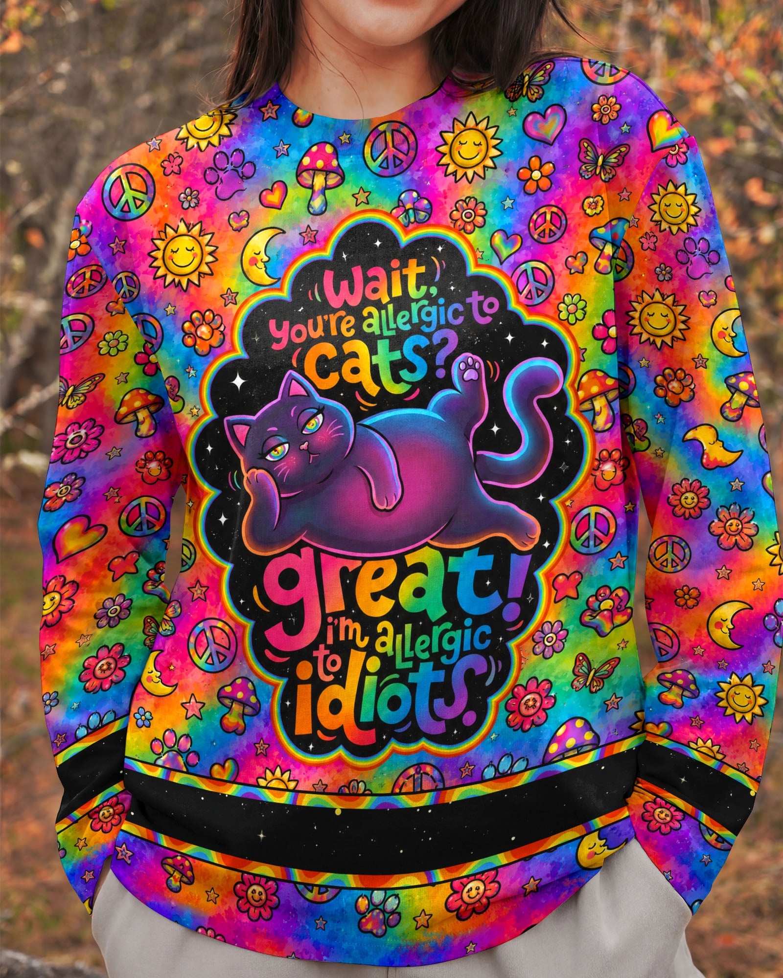 ALLERGIC TO IDIOTS CAT PSYCHEDELIC ALL OVER PRINT - KMTM1206261