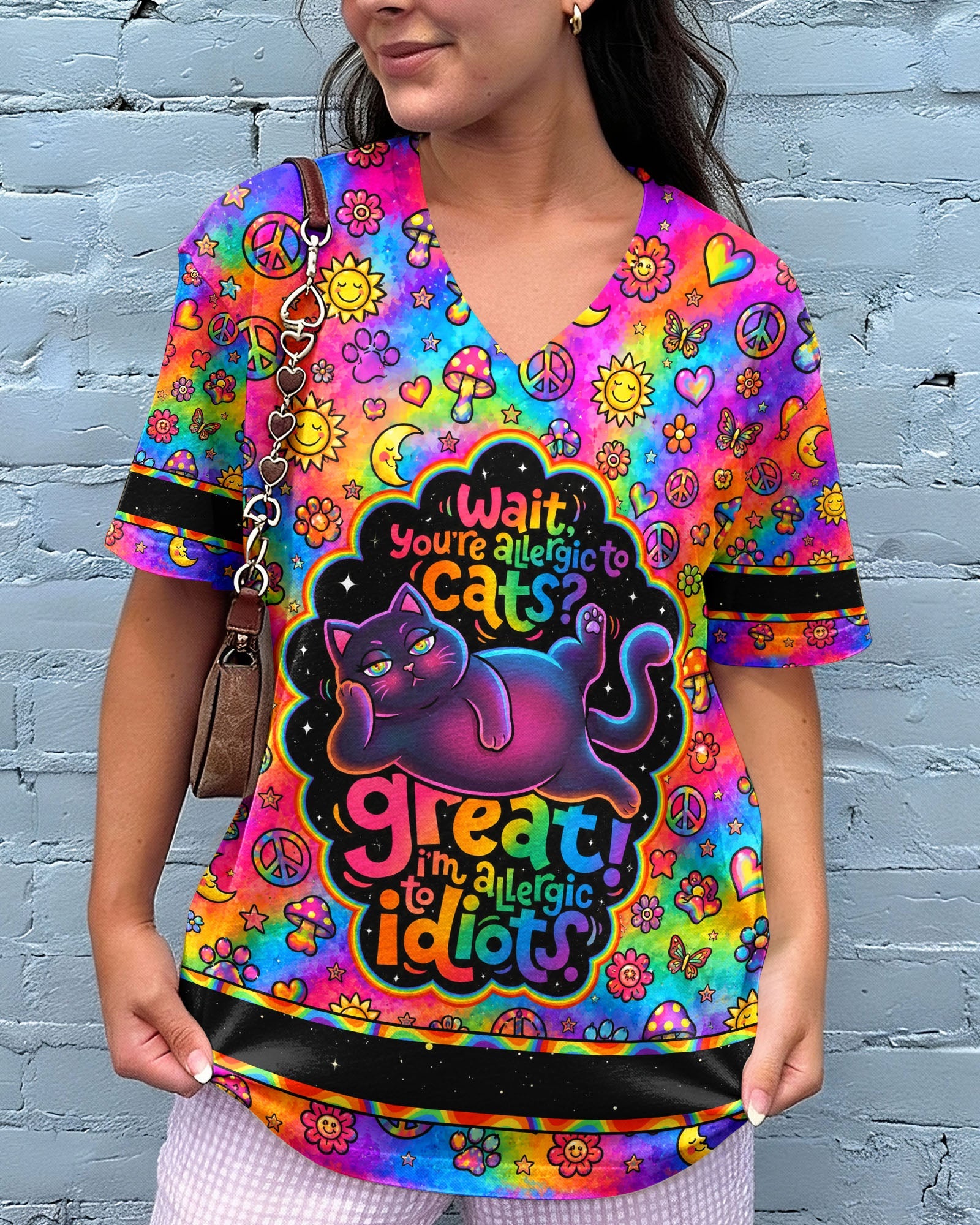 ALLERGIC TO IDIOTS CAT PSYCHEDELIC ALL OVER PRINT - KMTM1206261