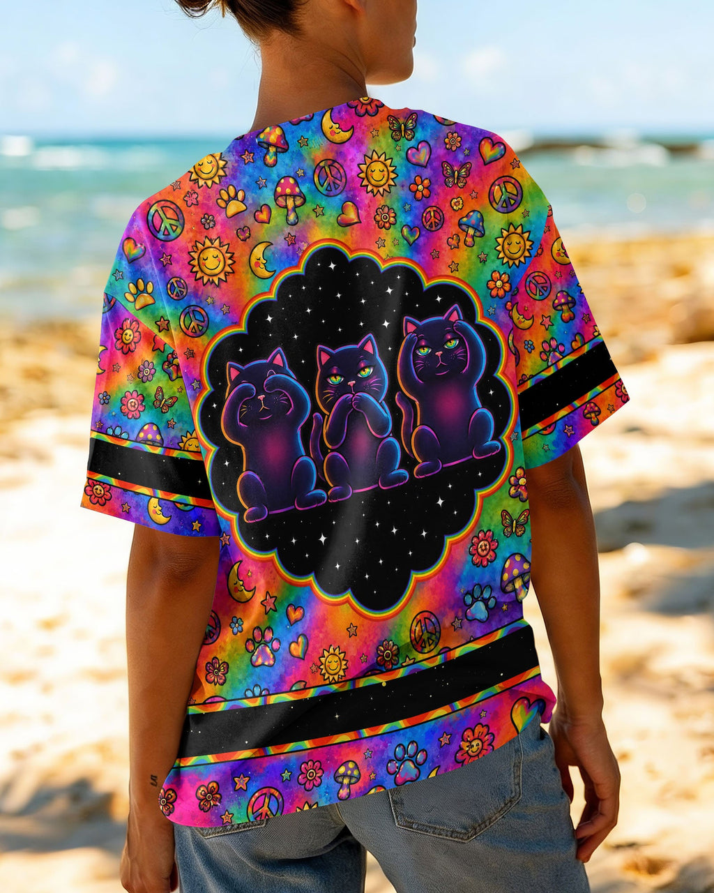 ALLERGIC TO IDIOTS THREE WISE CATS  PSYCHEDELIC ALL OVER PRINT - KMTM2206261