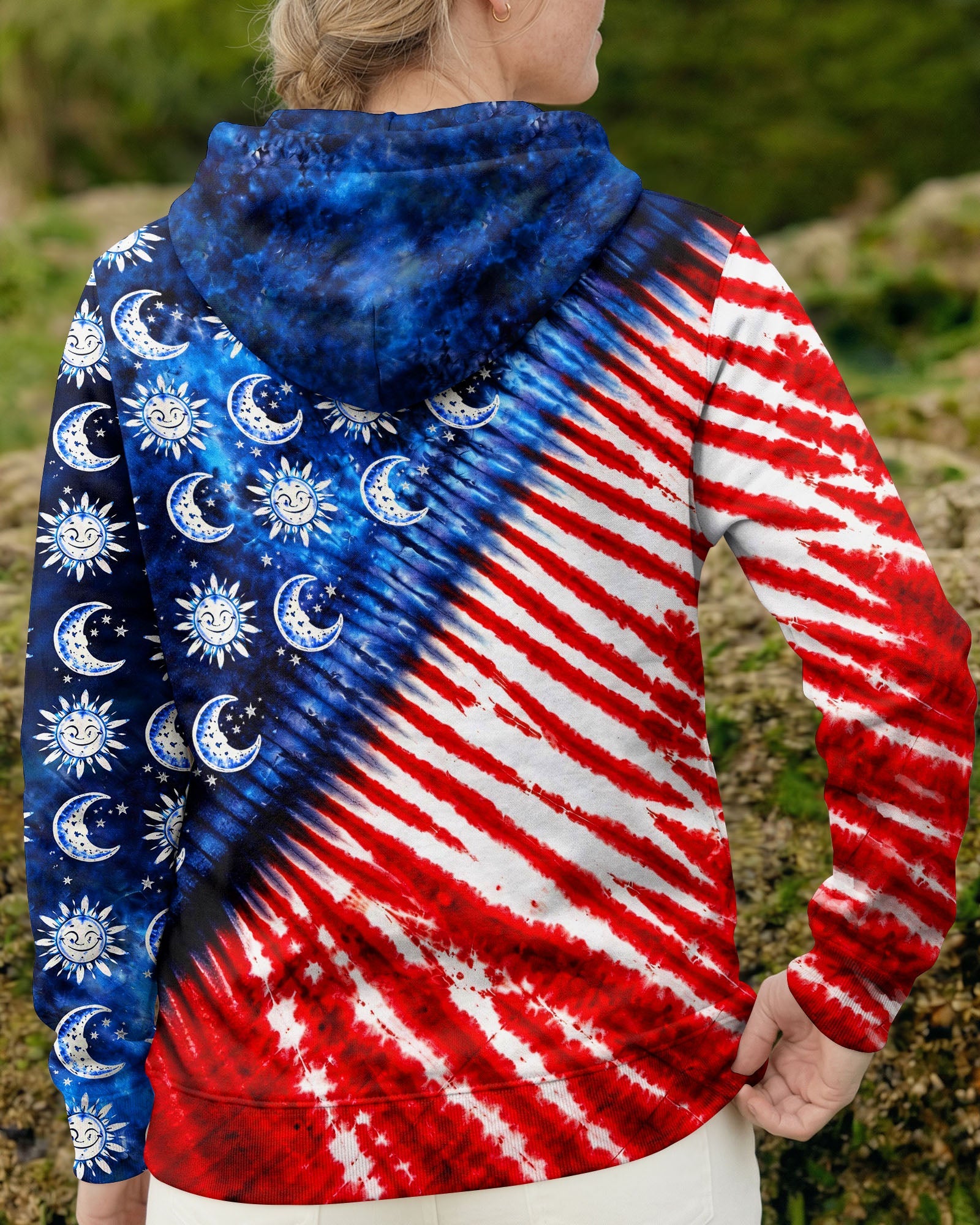 SUN AND MOON RED WHITE & BLUE SWIRL ALL OVER PRINT - TLHG0104262