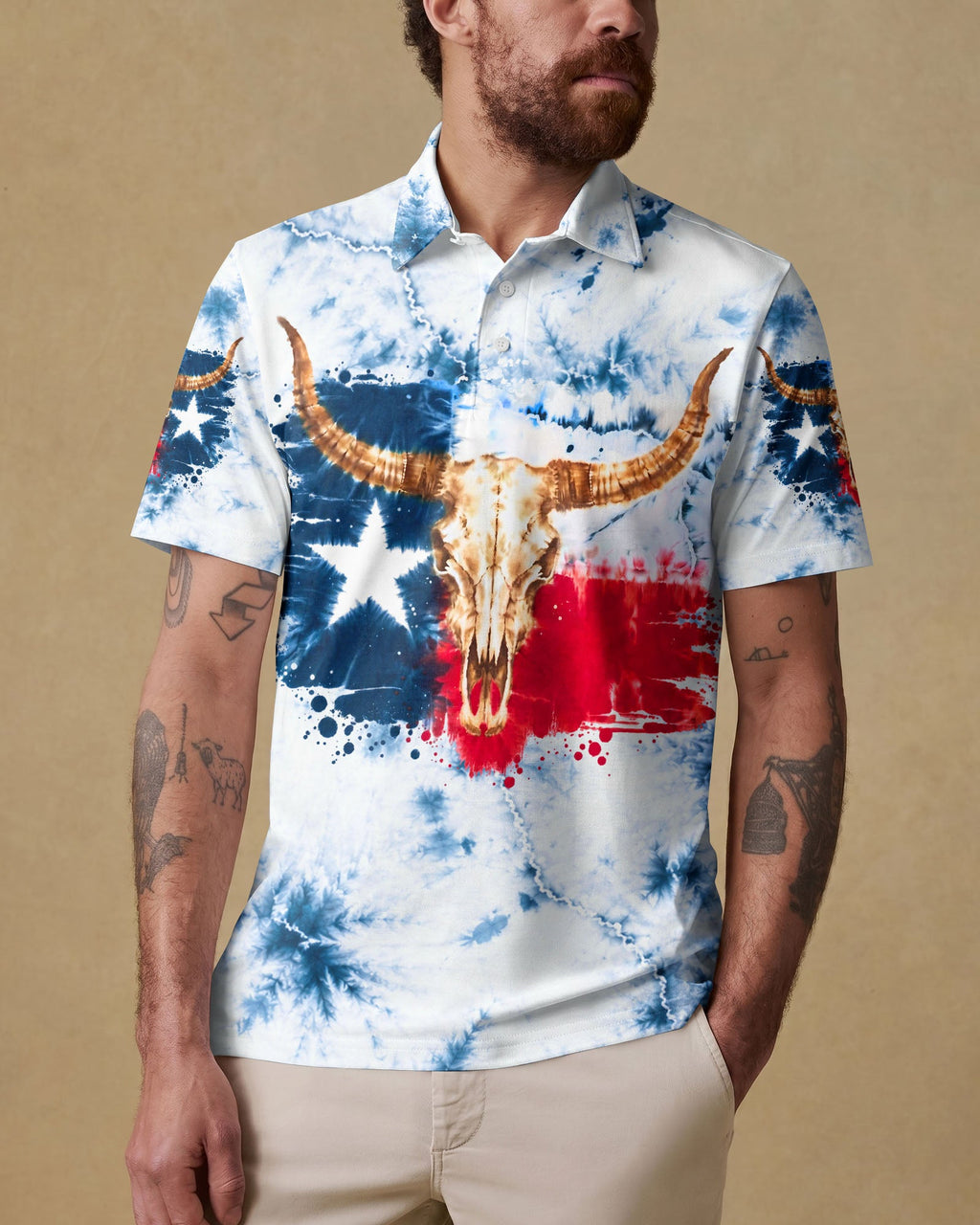 LONGHORN SKULL TEXAS ALL OVER PRINT   - TLHG2606262