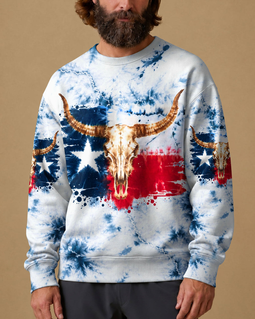 LONGHORN SKULL TEXAS ALL OVER PRINT   - TLHG2606262