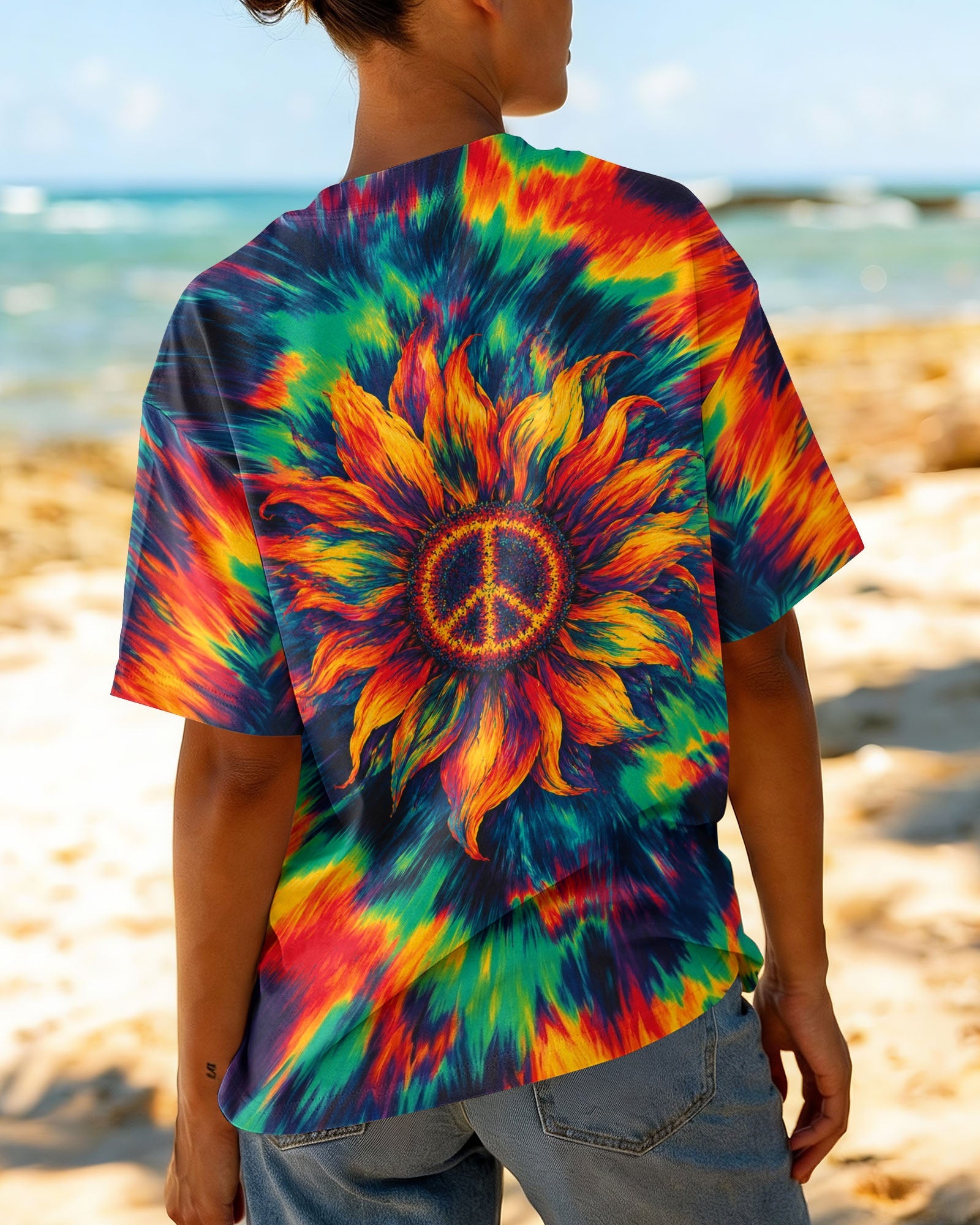 PEACE SUNFLOWER ART COLORFUL ALL OVER PRINT - TLHN0707263