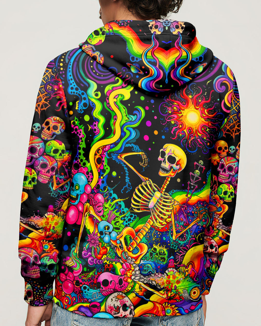PSYCHEDELIC BOHO SKELETON SKULL  ALL OVER PRINT  - TLHN1205263