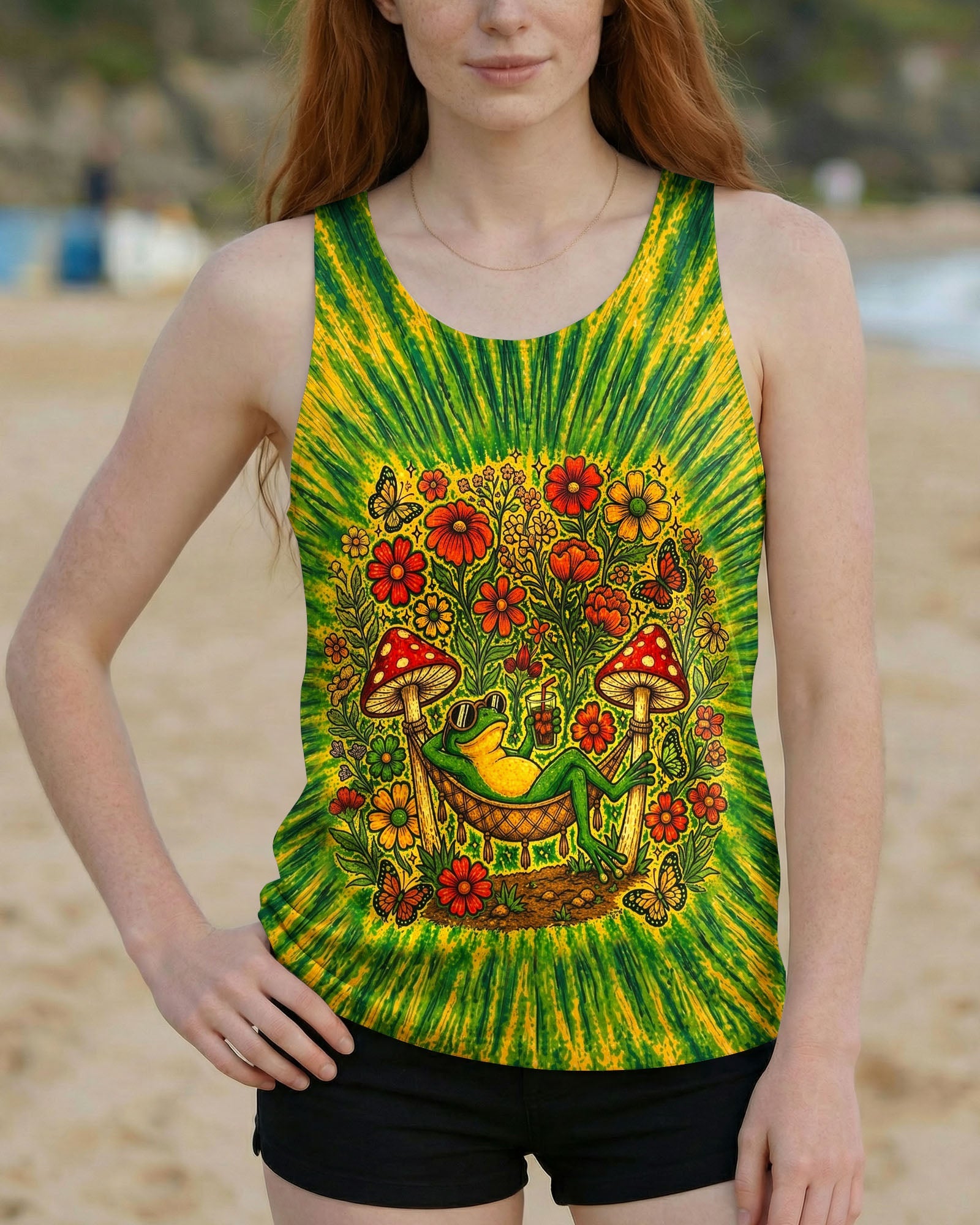 I WAS SIMPLY BORN TO DILLY DALLY FROG ALL OVER PRINT  - TLHN2404263