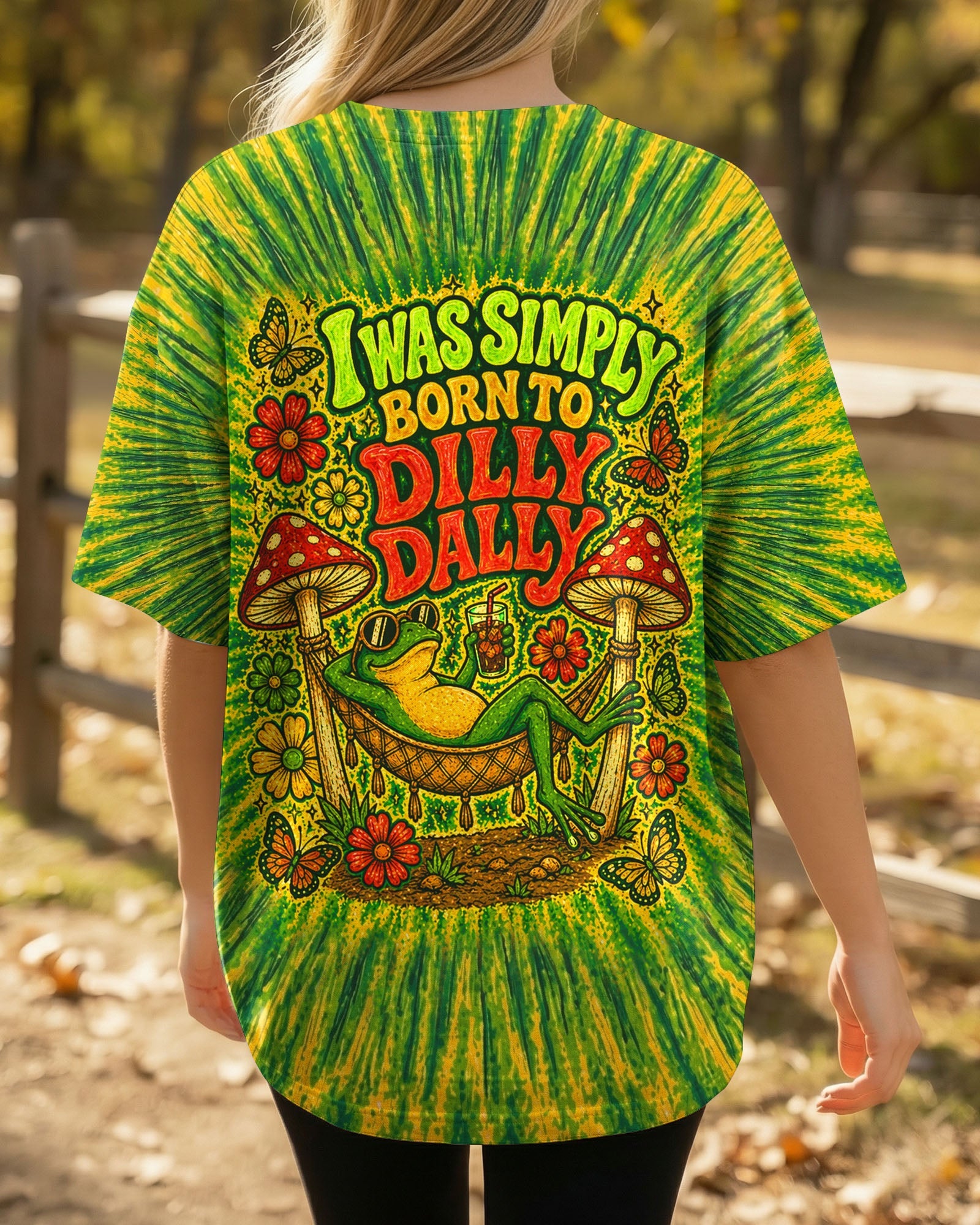 I WAS SIMPLY BORN TO DILLY DALLY FROG ALL OVER PRINT  - TLHN2404263