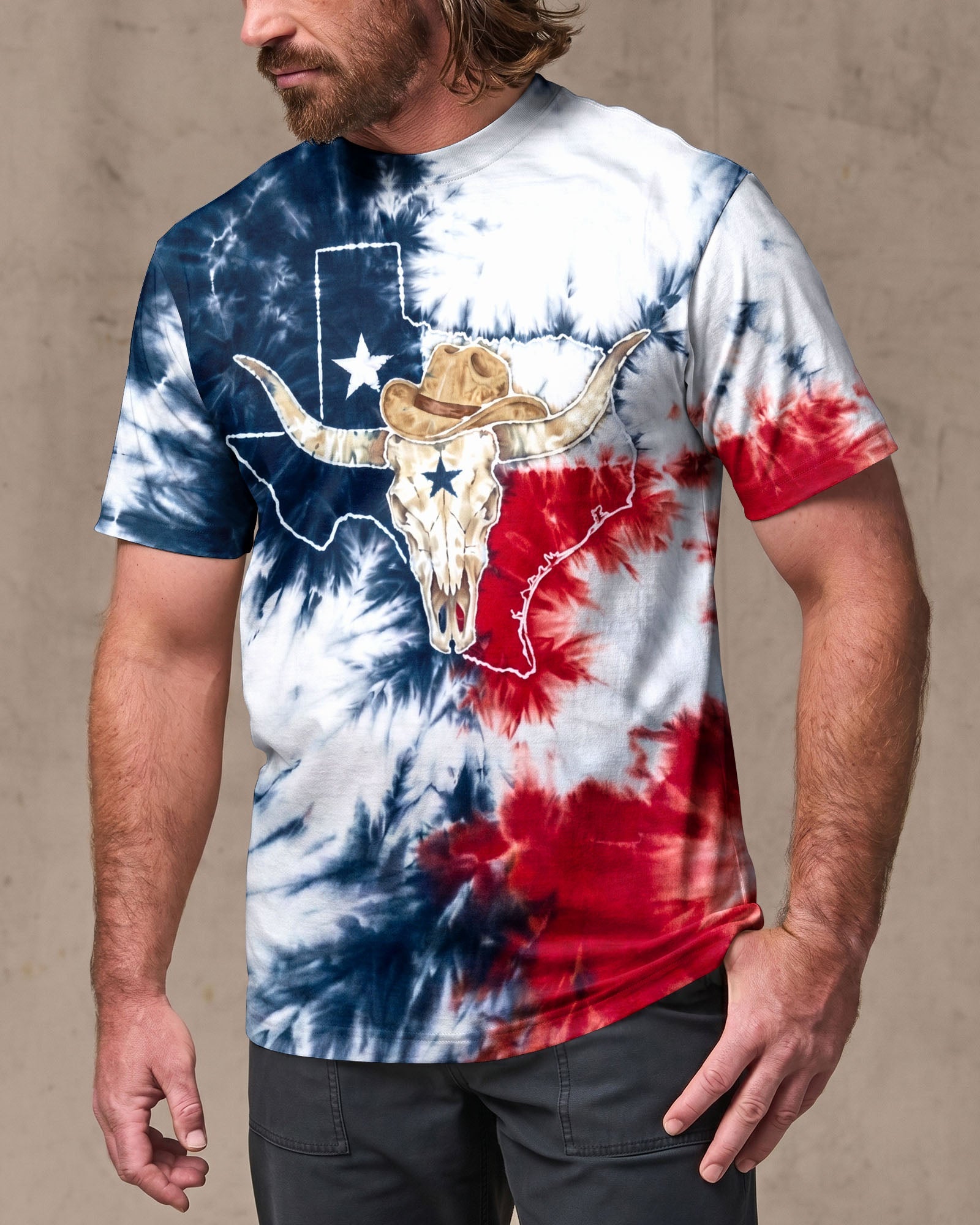 LONGHORN SKULL TEXAS MAP BURST ALL OVER PRINT - TLNO2706261