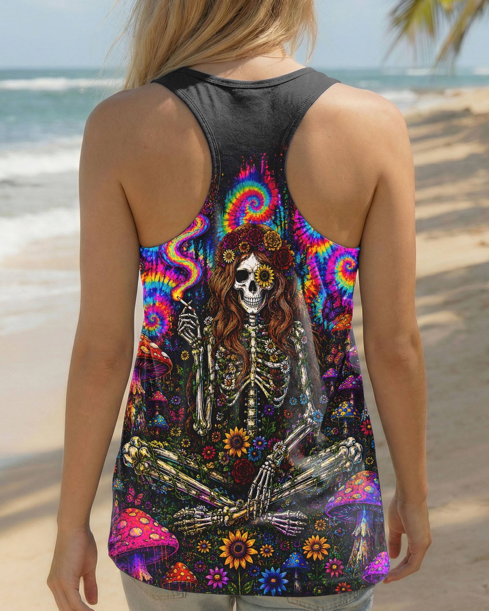 PSYCHEDELIC SKELETON COLORFUL SWIRL ALL OVER PRINT  - TLTW1605261