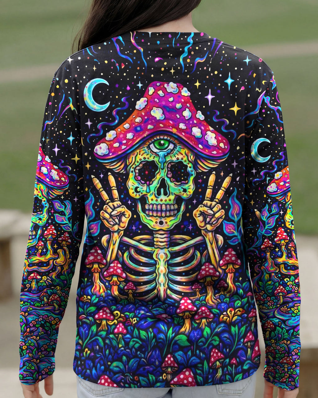 HIPPIE SKULL MUSHROOM PSYCHEDELIC ALL OVER PRINT  - TLTW2004263