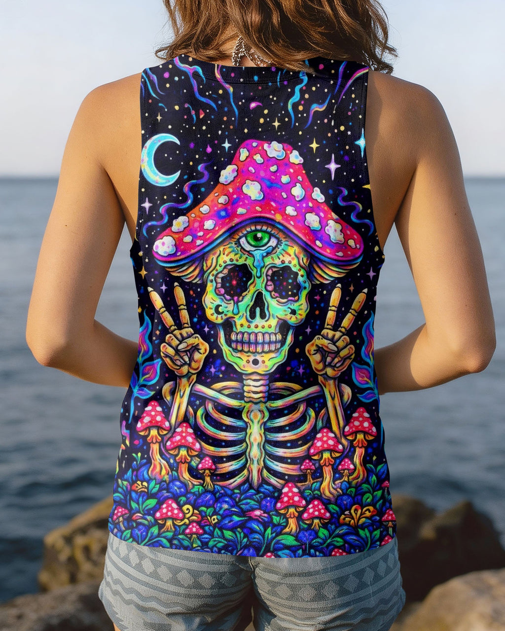 HIPPIE SKULL MUSHROOM PSYCHEDELIC ALL OVER PRINT  - TLTW2004263