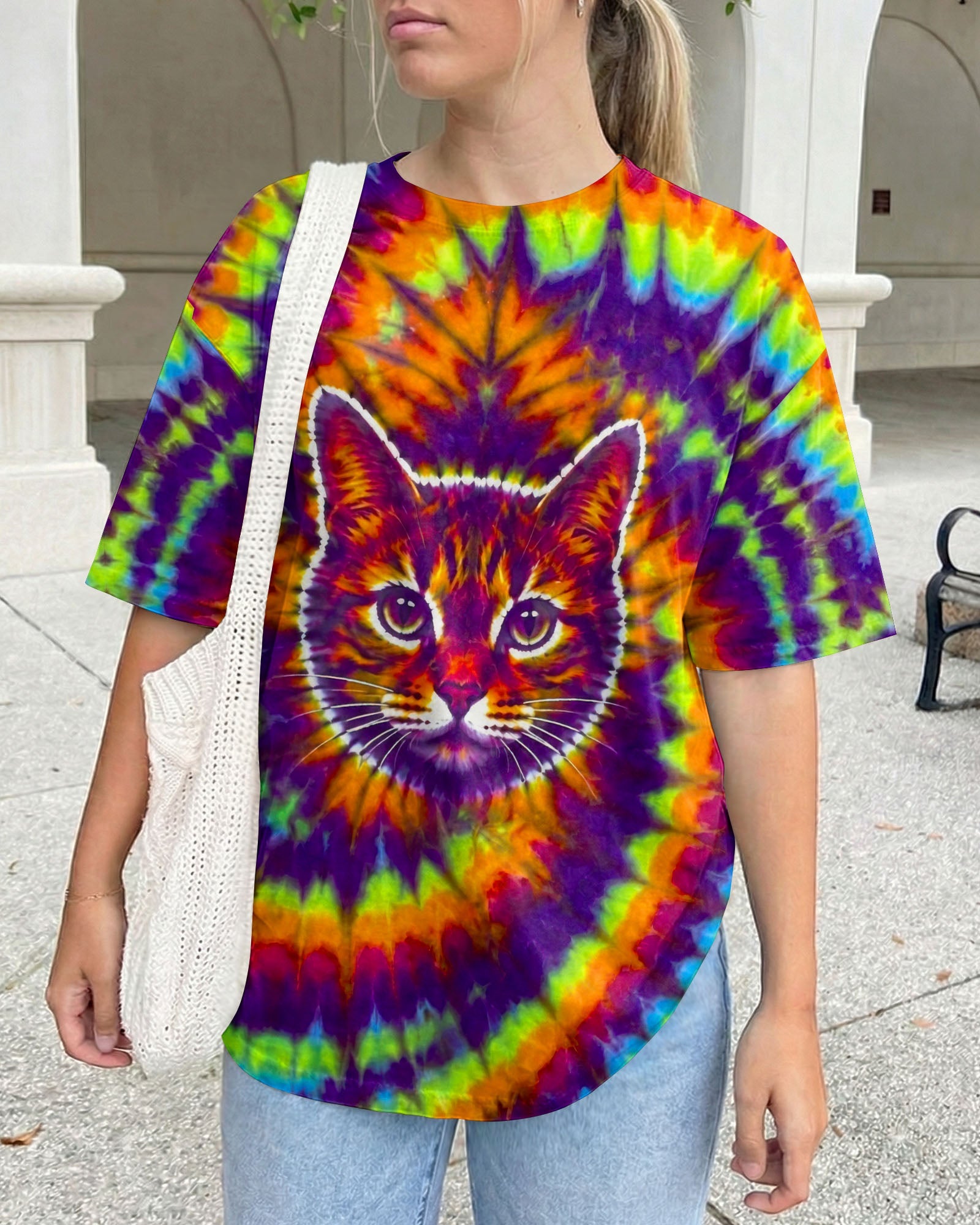 FUNNY CAT VIBRANT NEON BURST ALL OVER PRINT - TLTW2505264