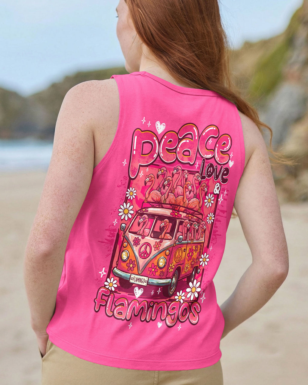 PEACE LOVE AN FLAMINGOS ALL OVER PRINT - TY0807261