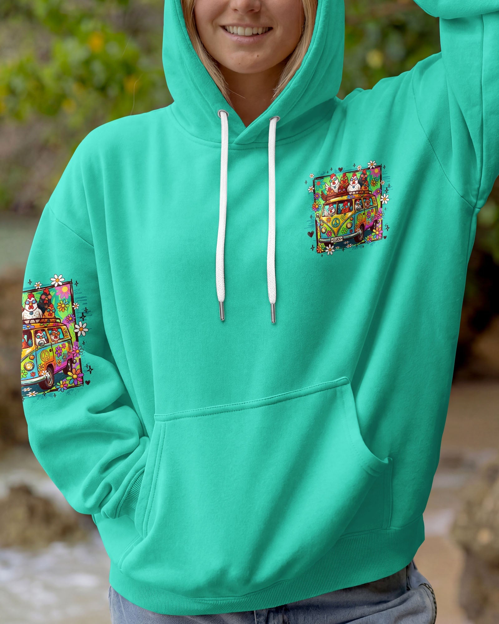 PEACE LOVE AND CLUCK CHICKENS ALL OVER PRINT - TY0907262