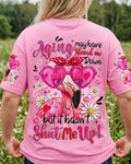 AGING MAY HAVE SLOWED ME DOWN FLAMINGO ALL OVER PRINT - TYQY0207261