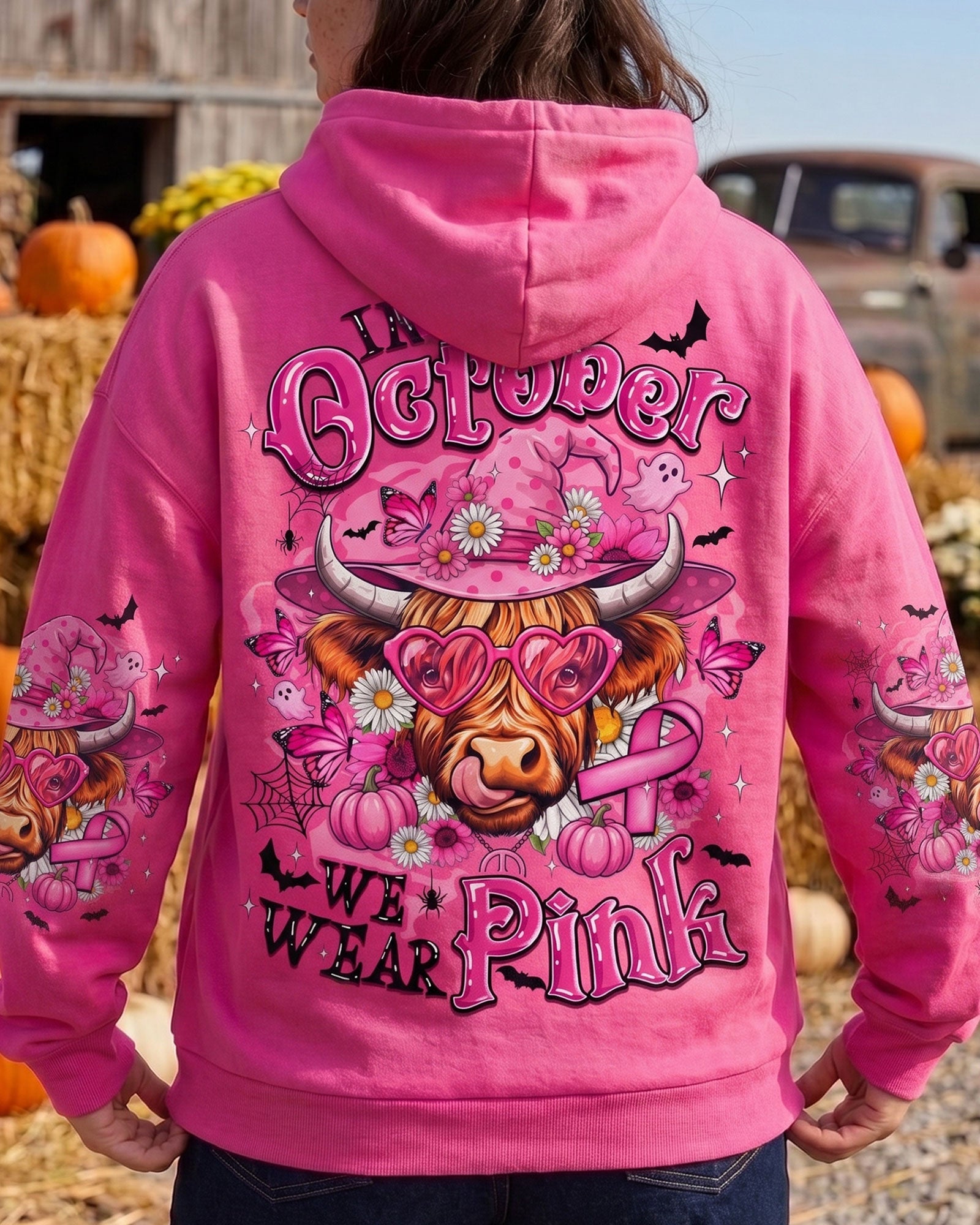 IN OCTOBER WE WEAR PINK COW HALLOWEEN BREAST CANCER AWARENESS ALL OVER PRINT - TYQY1507263