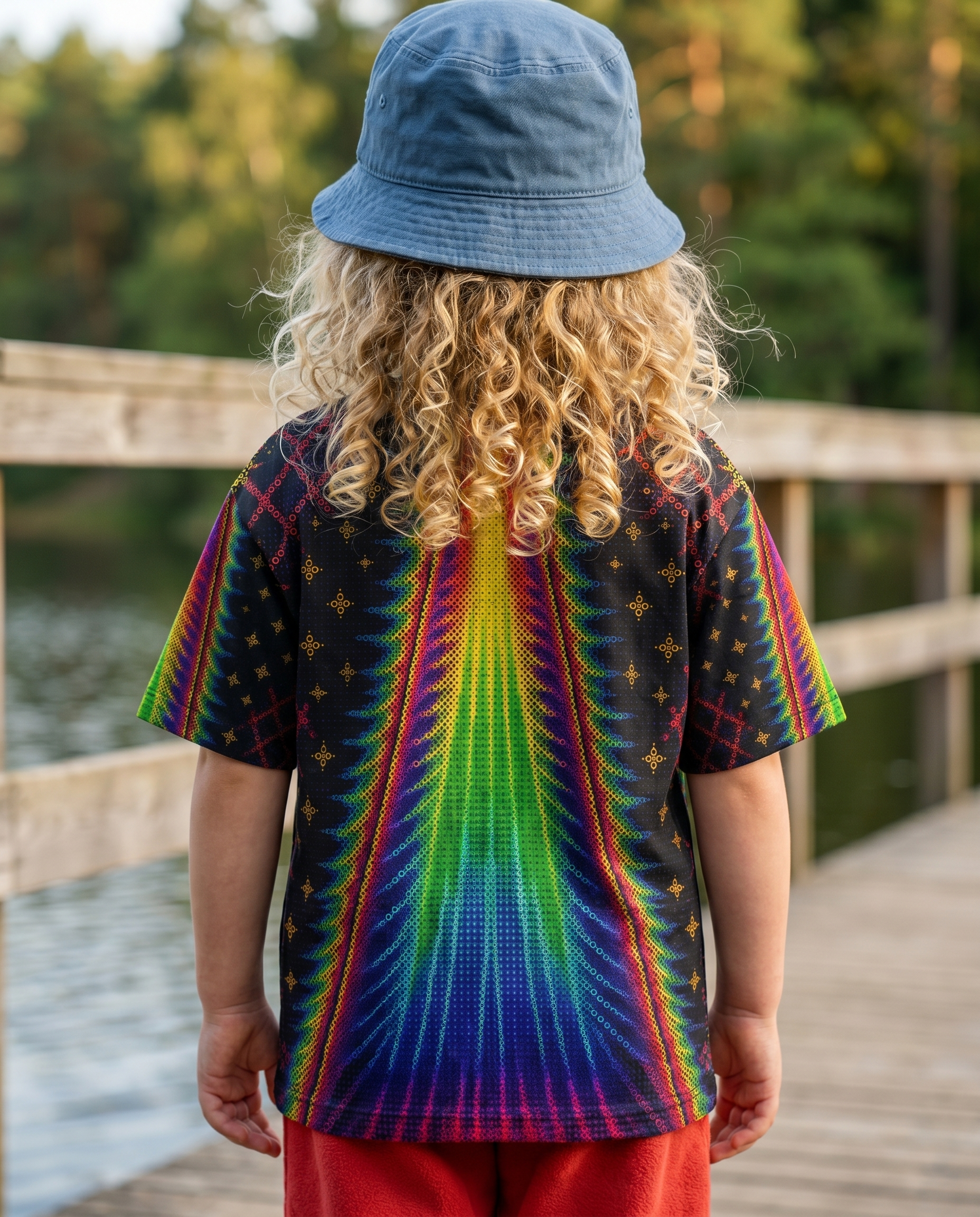 COSMIC CAT ABDUCTION PSYCHEDELIC RAINBOW BEAM  KIDS ALL OVER PRINT - KMTM1006261