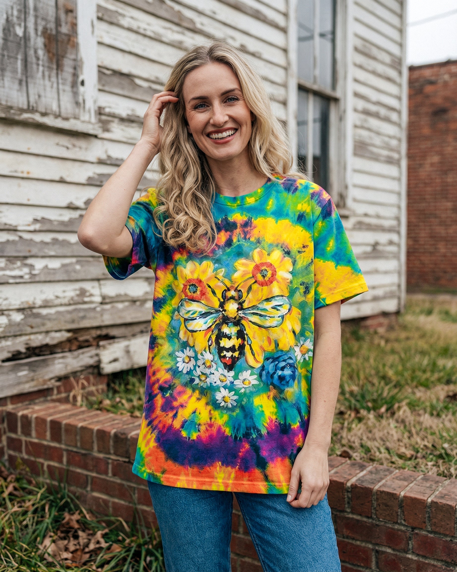 JUST BREATHE BEE SUNFLOWER ALL OVER PRINT - RI2304261