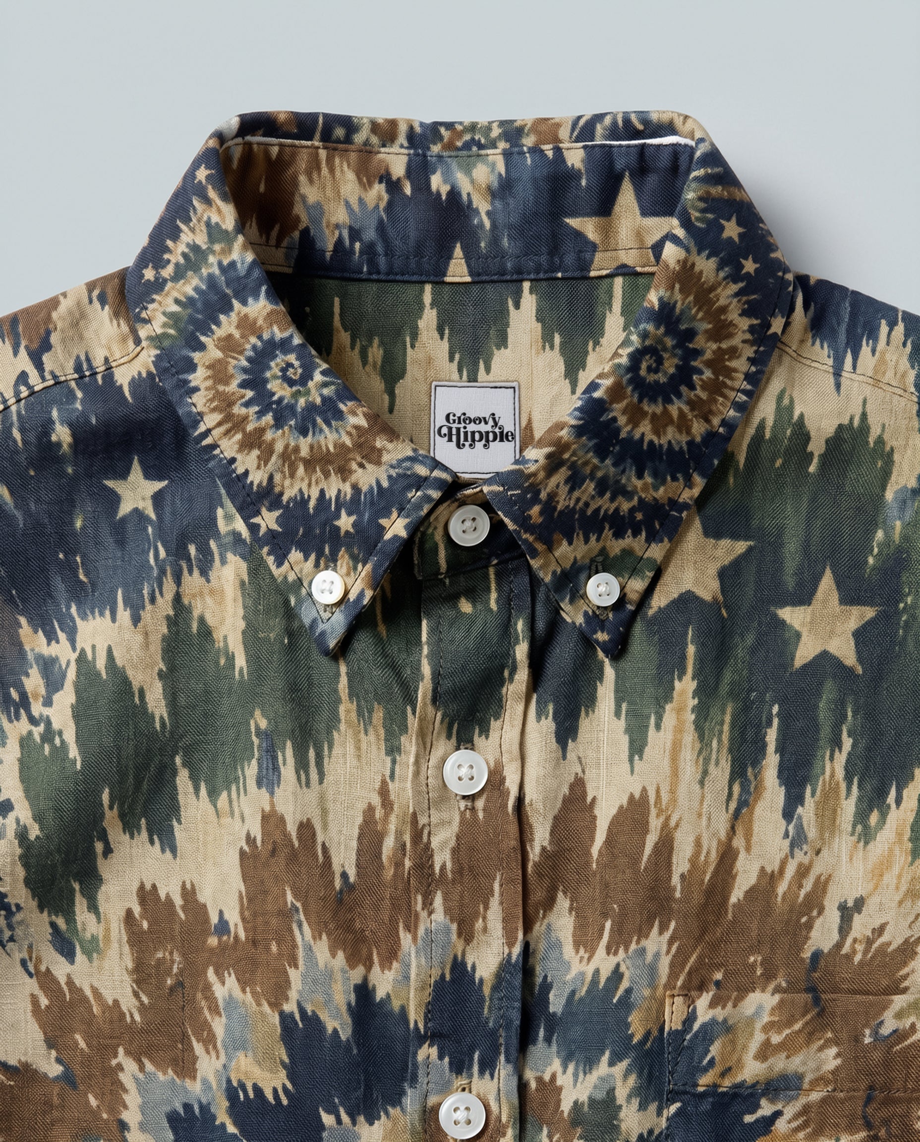 RETRO SWIRL PALM BUTTON-DOWN COLLAR SHIRT - KMTM0906262