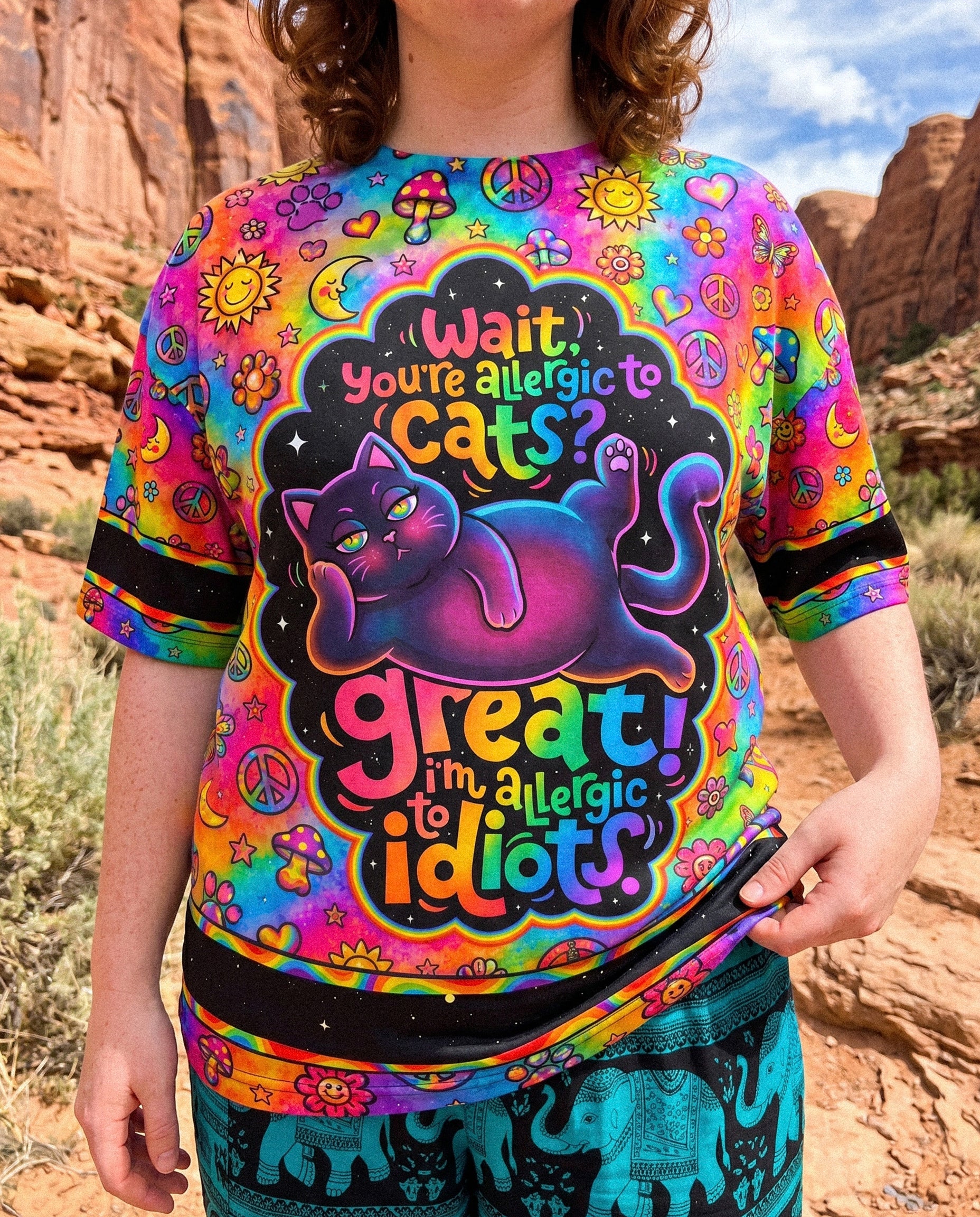 ALLERGIC TO IDIOTS CAT PSYCHEDELIC ALL OVER PRINT - KMTM1206261