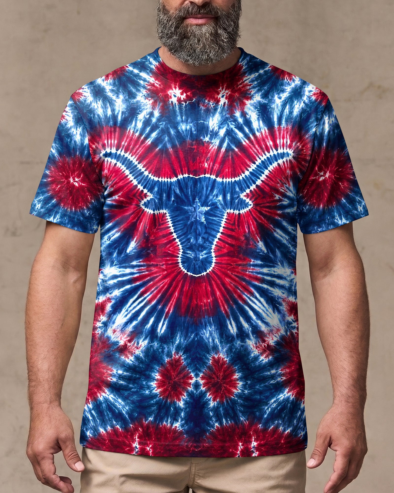 LONGHORN TEXAS STATE RED WHITE & BLUE SWIRL ALL OVER PRINT - TLNT1206261